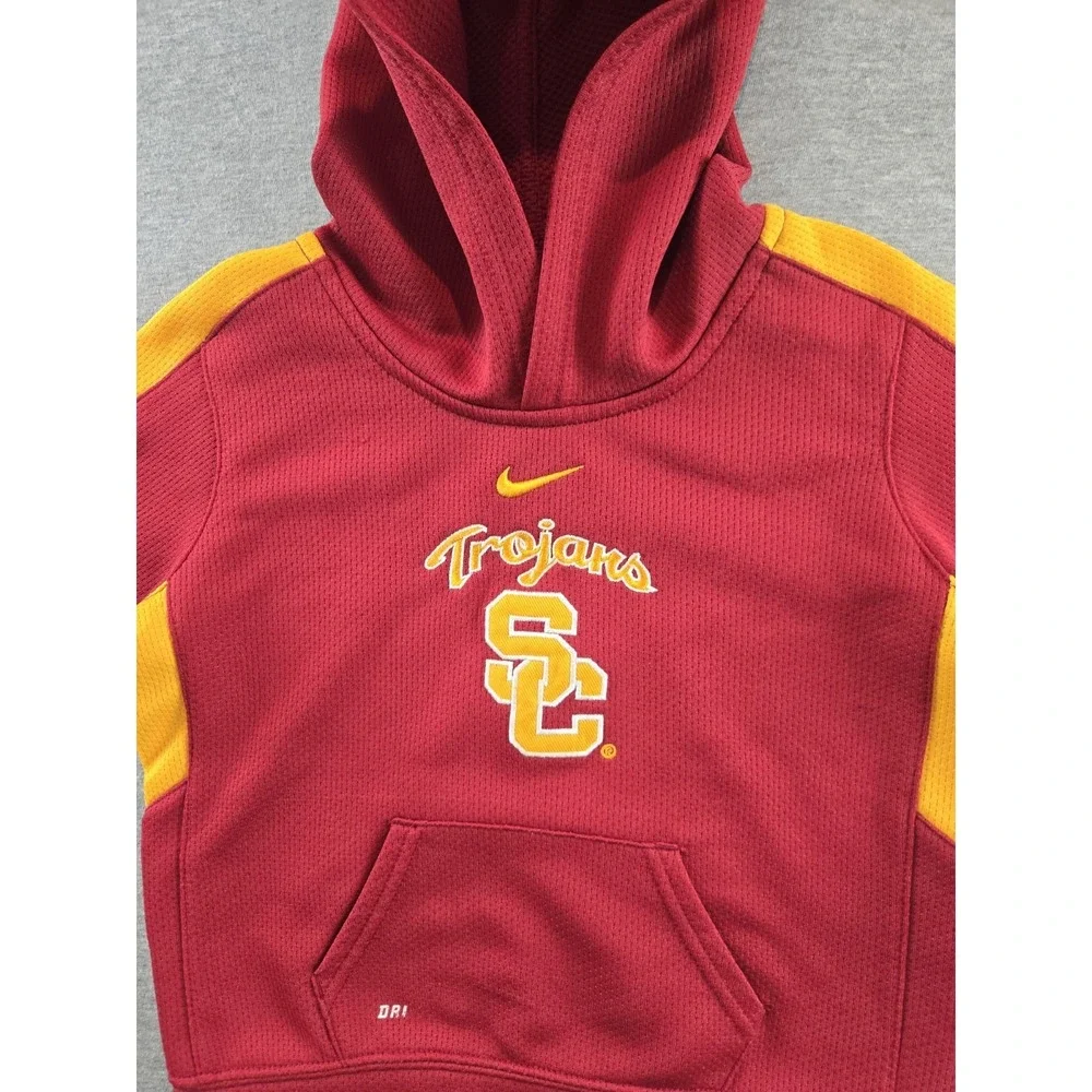 USC Trojans × Nike Hoodie‎ Kids 3T Red Pullover Dri-Fit Center Swoosh Sweatshirt